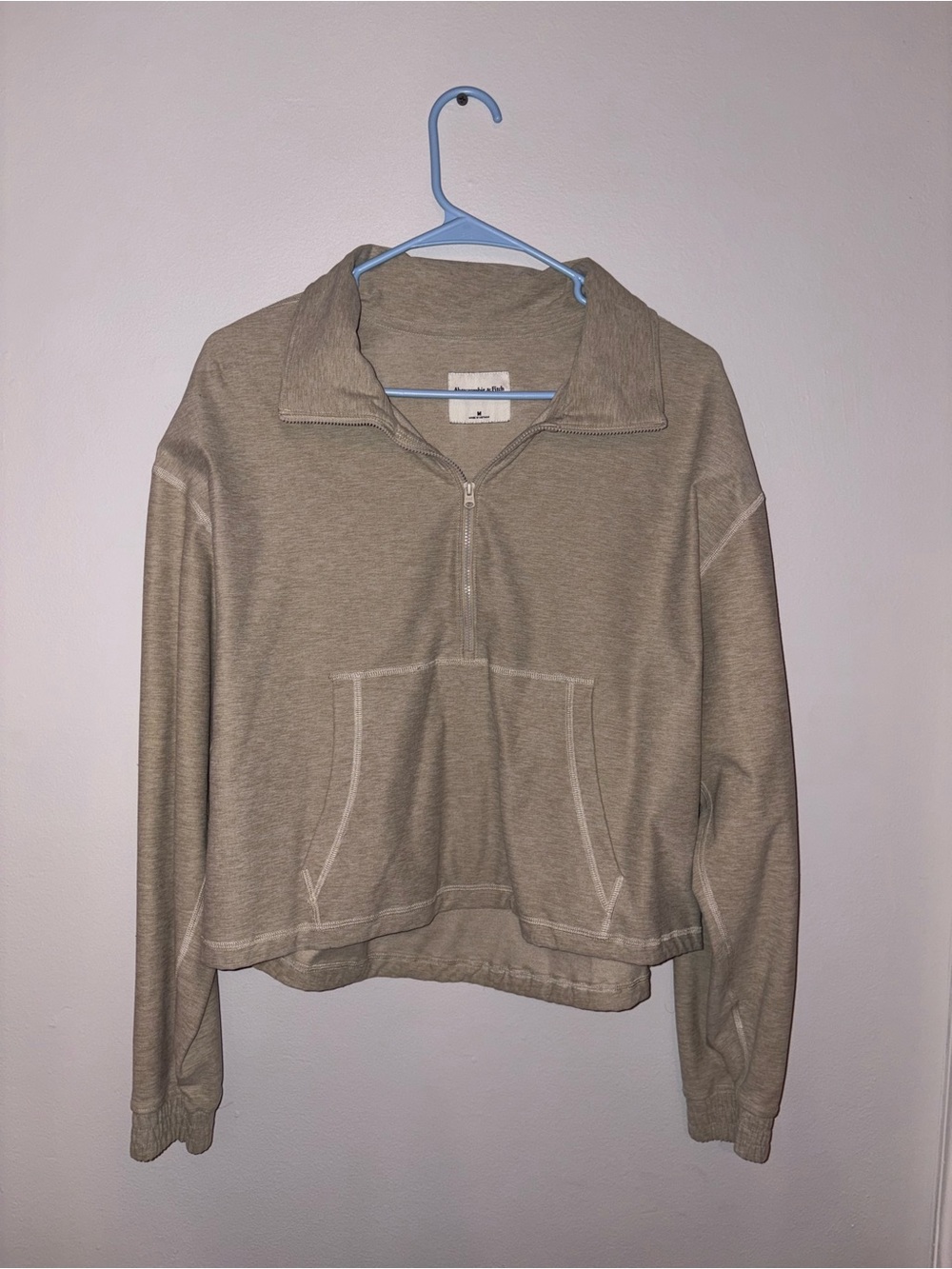 Abercrombie & Fitch Beige Quarter-Zip Pullover
